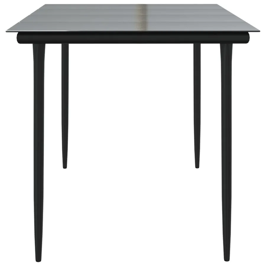 Table à dîner de jardin Noir 160x80x74 cm Acier et verre trempé - 4