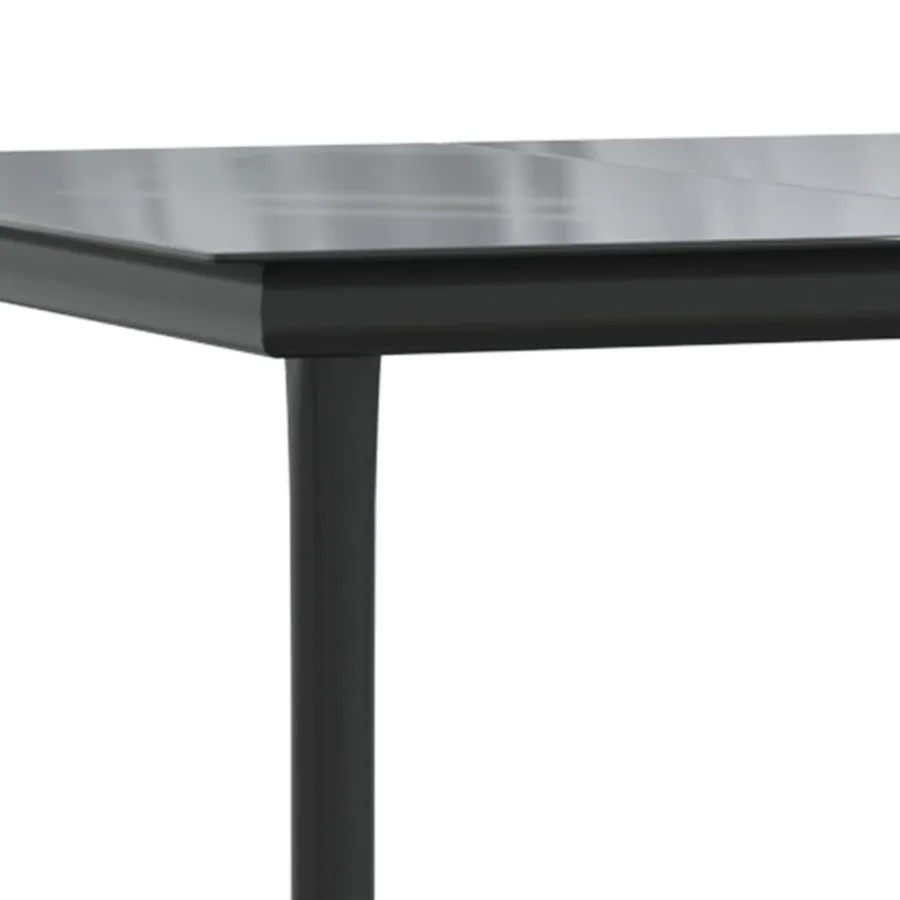 Table à dîner de jardin Noir 160x80x74 cm Acier et verre trempé - 6