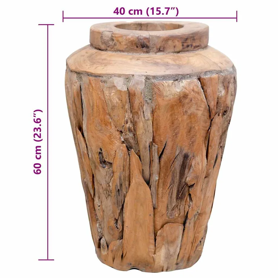 Vase de décoration 40 x 60 cm Bois de teck solide - 7