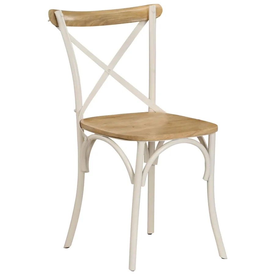 Chaises à dossier croisé lot de 2 blanc bois de manguier solide - 13