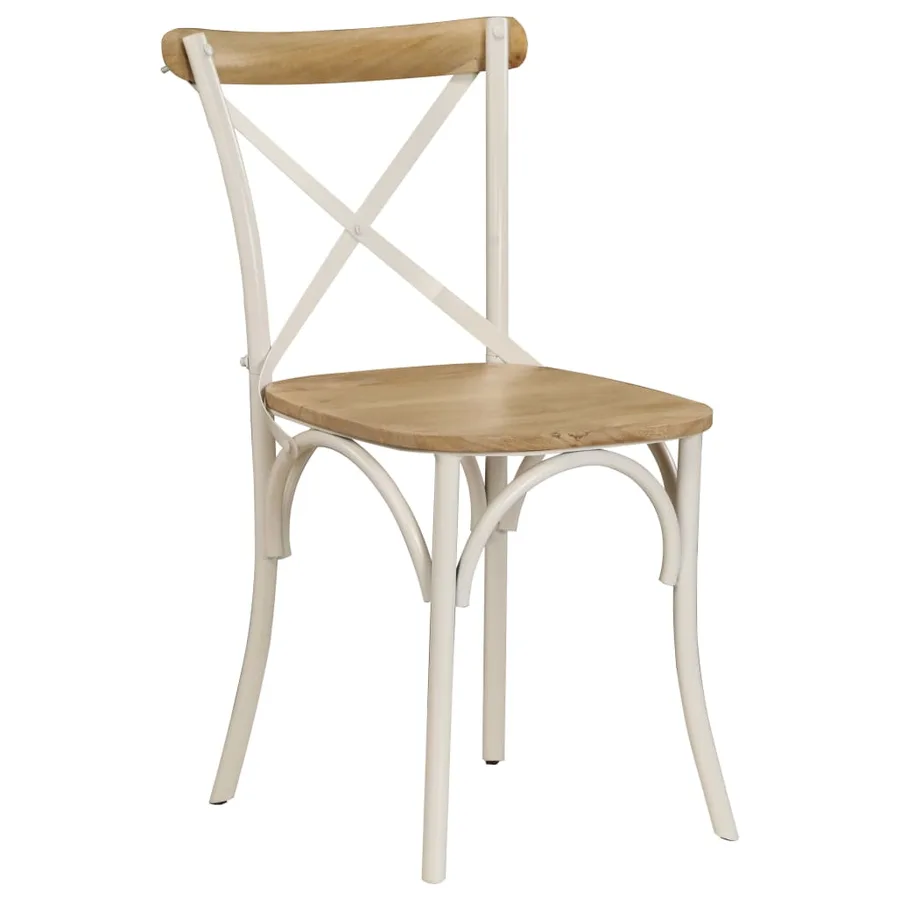 Chaises à dossier croisé lot de 2 blanc bois de manguier solide - 2