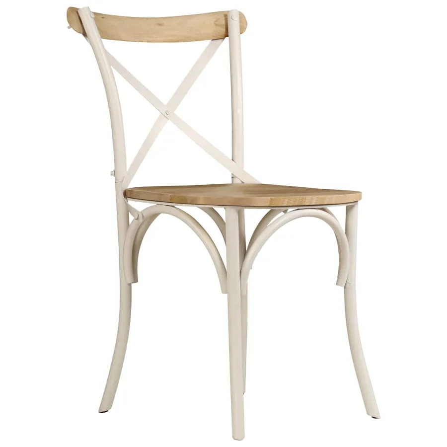 Chaises à dossier croisé lot de 2 blanc bois de manguier solide - 3