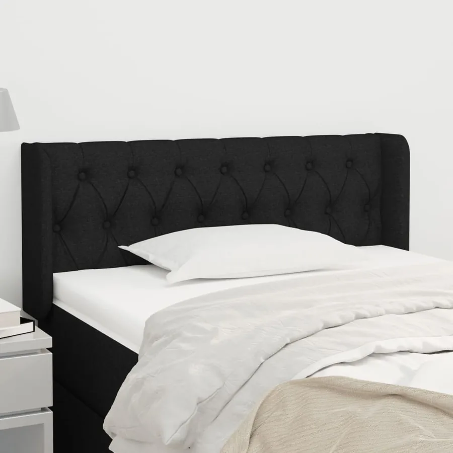 Tête de lit avec oreilles Noir 103x16x78/88 cm Tissu