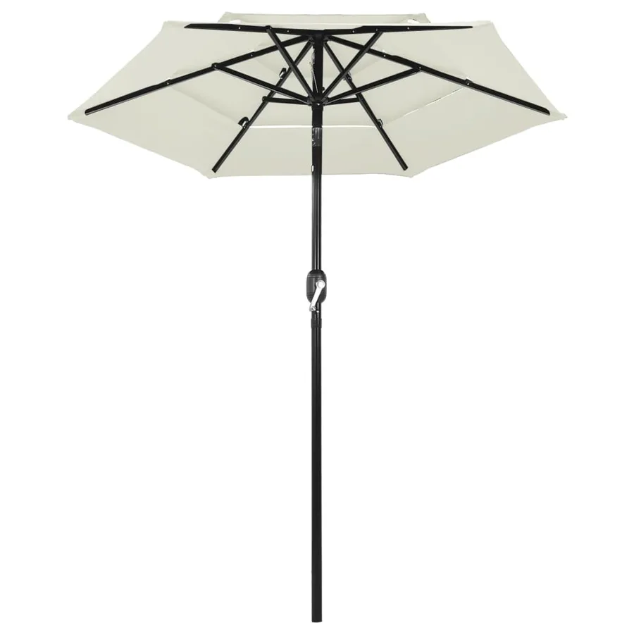 Parasol de jardin à 3 niveaux avec mât en aluminium sable 2 m - 2