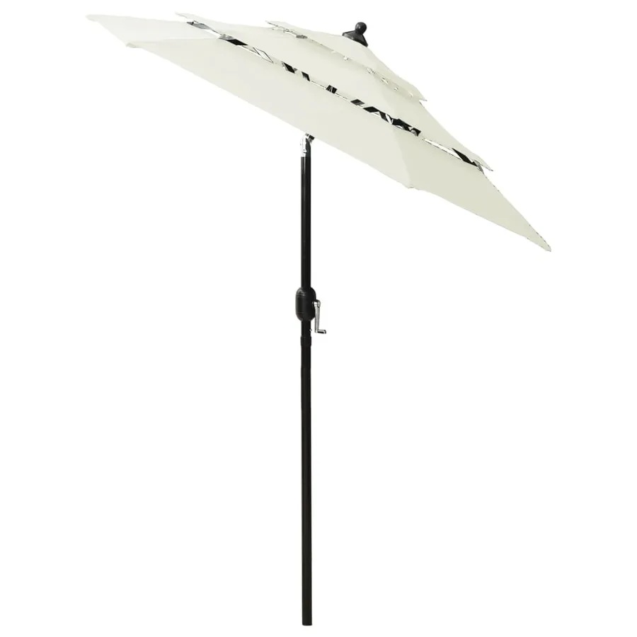 Parasol de jardin à 3 niveaux avec mât en aluminium sable 2 m - 3