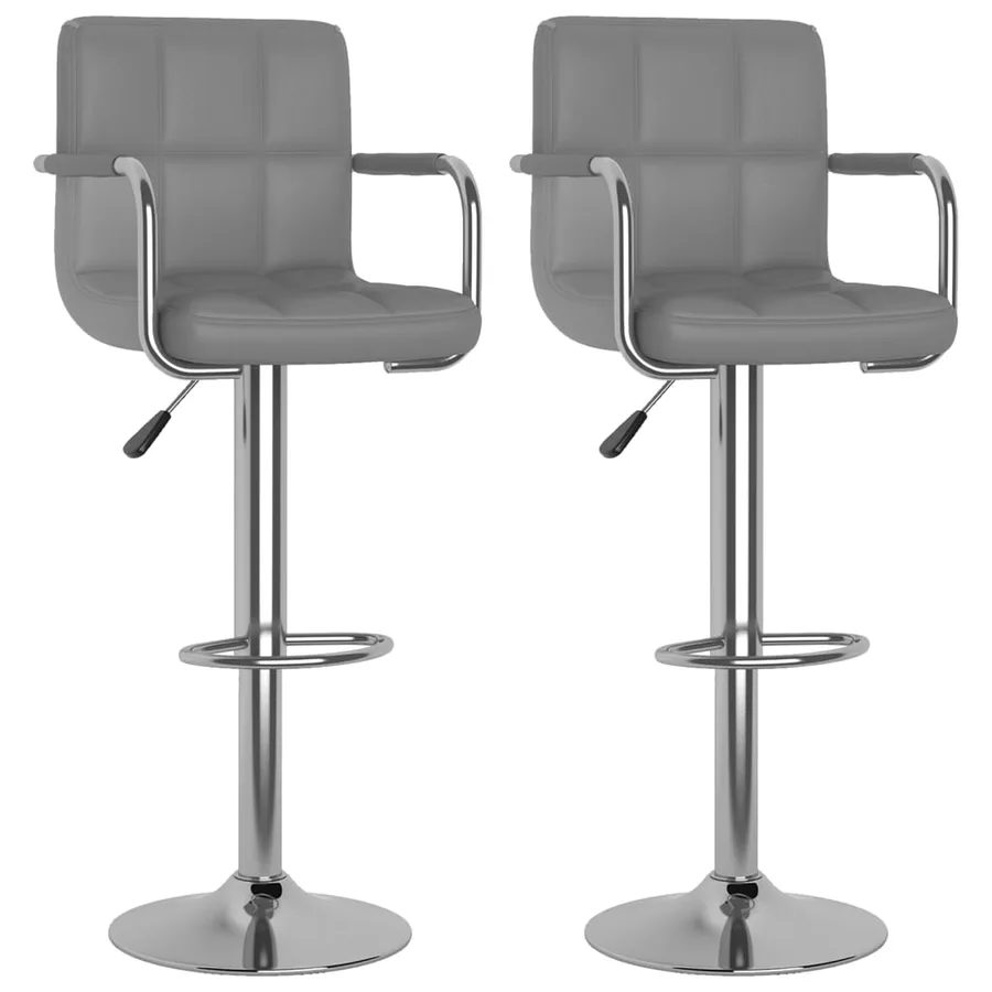 Tabourets de bar lot de 2 gris similicuir - 2