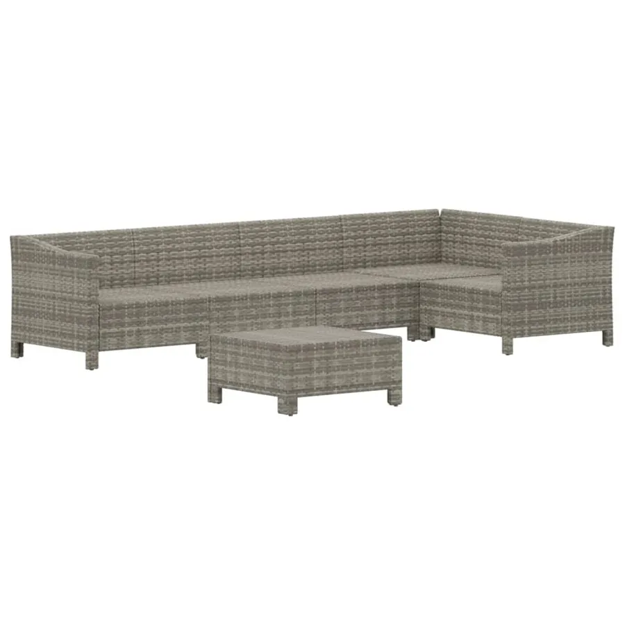 Salon de jardin 6 pcs avec coussins Gris Résine tressée - 4