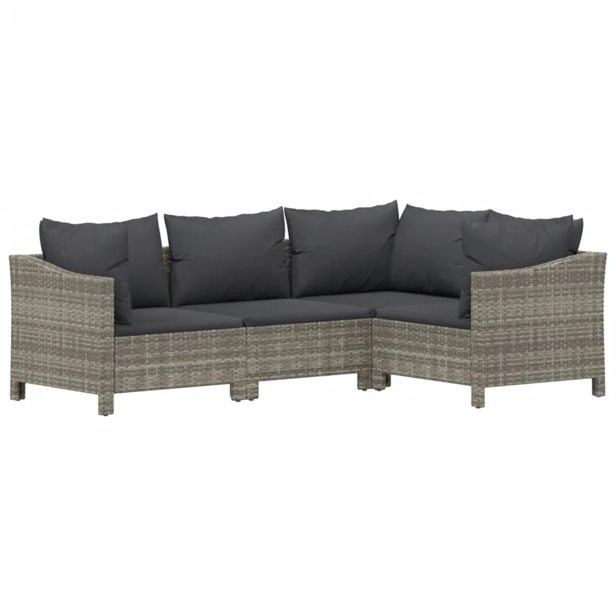 Salon de jardin 6 pcs avec coussins Gris Résine tressée - 5