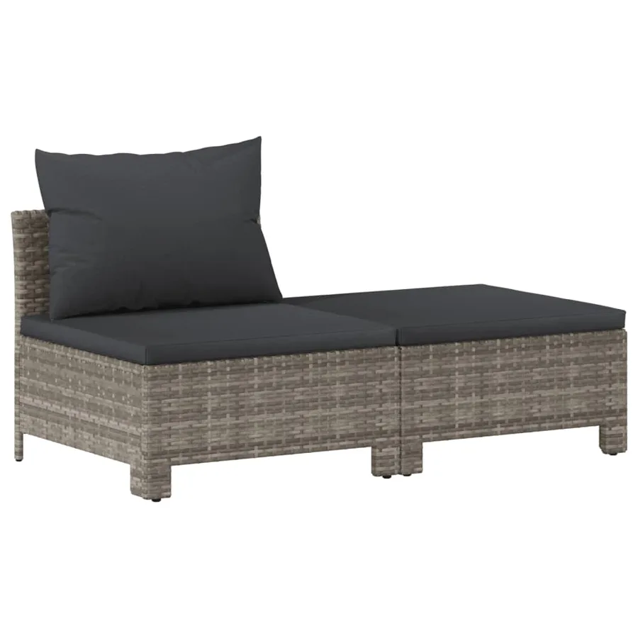 Salon de jardin 6 pcs avec coussins Gris Résine tressée - 6