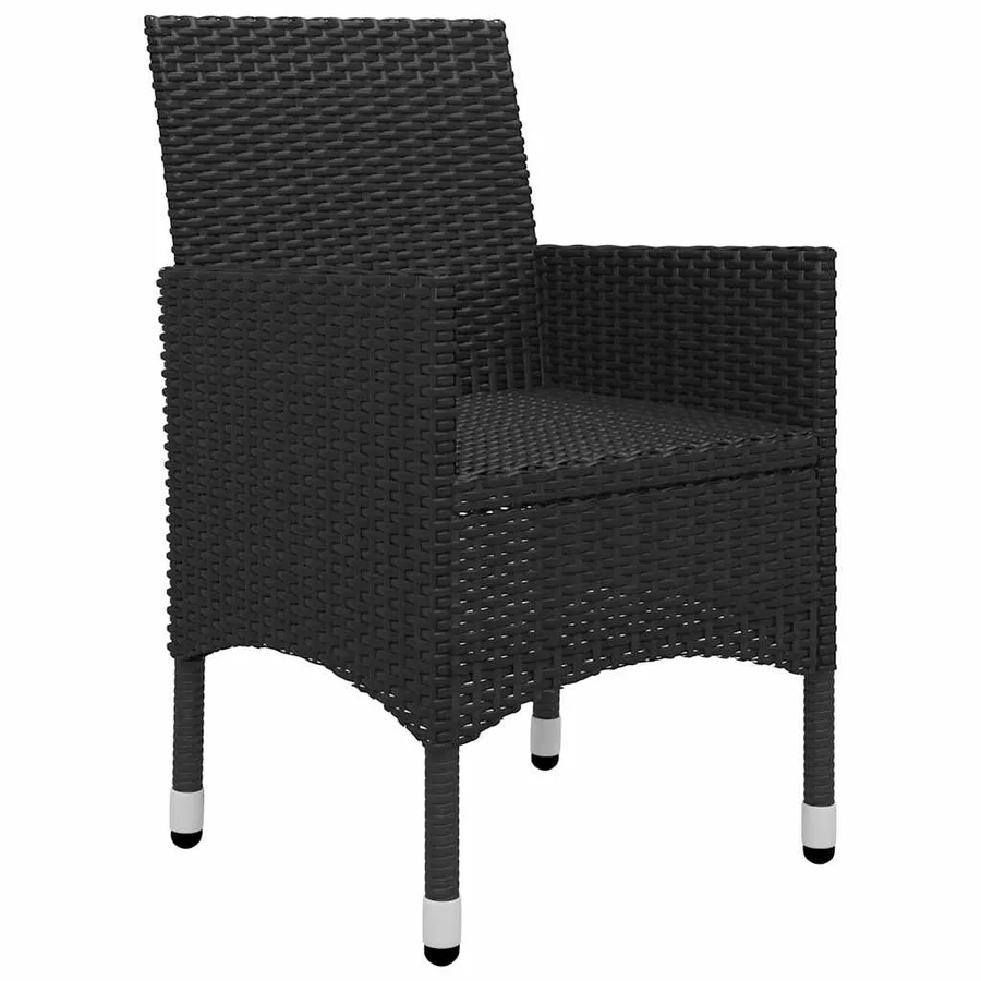 Ensemble à Manger de jardin 9 pcs Résine tressée et verre Noir - 10