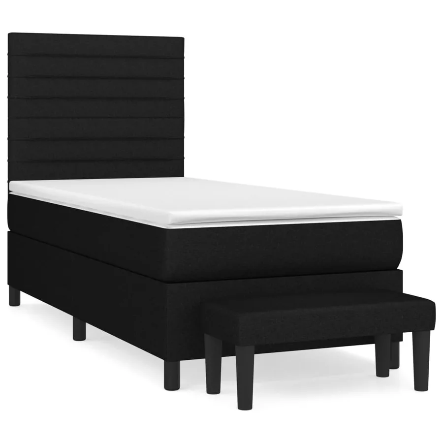 Sommier à lattes de lit avec matelas Noir 100x200 cm Tissu - 2