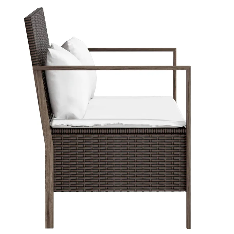 Banc de jardin à 2 places avec coussins Marron Résine tressée - 4