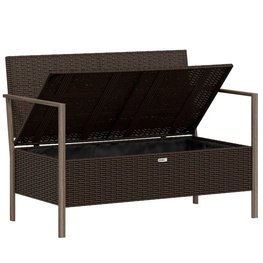 Banc de jardin à 2 places avec coussins Marron Résine tressée - 6