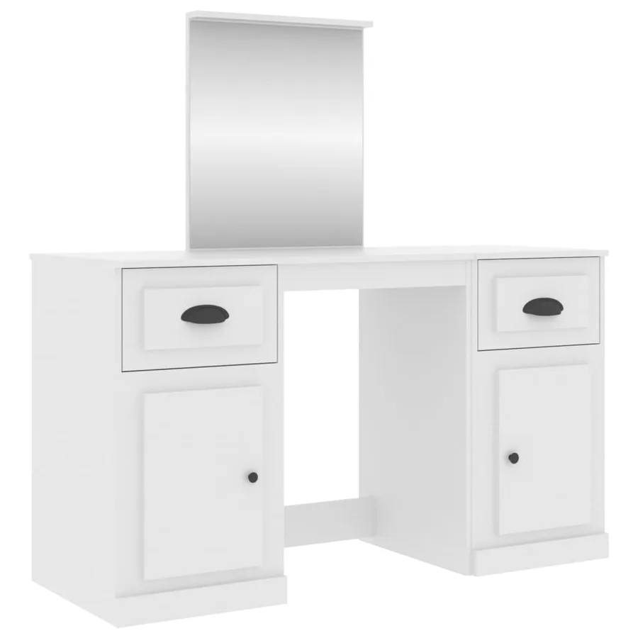 Coiffeuse avec miroir blanc 130x50x132,5 cm - 2