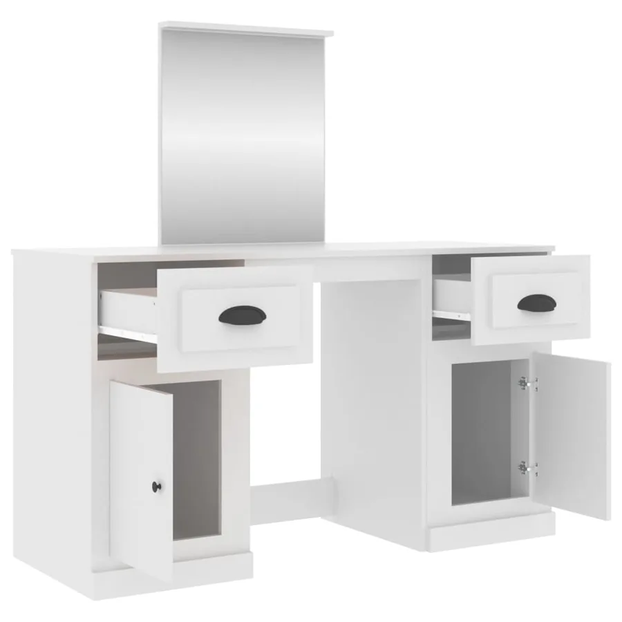 Coiffeuse avec miroir blanc 130x50x132,5 cm - 8