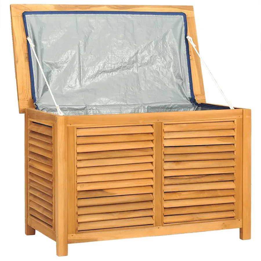 Boîte de rangement de jardin et sac 90x50x58cm bois massif teck - 5