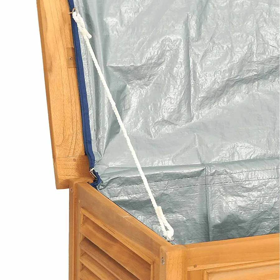 Boîte de rangement de jardin et sac 90x50x58cm bois massif teck - 8