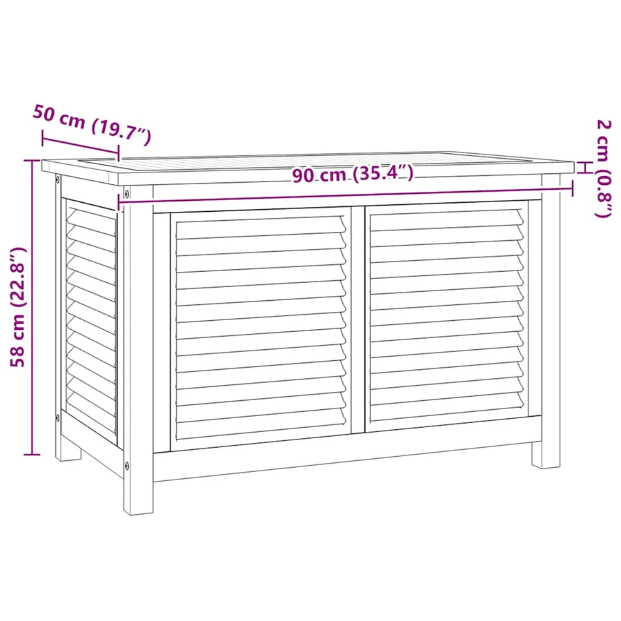 Boîte de rangement de jardin et sac 90x50x58cm bois massif teck - 9