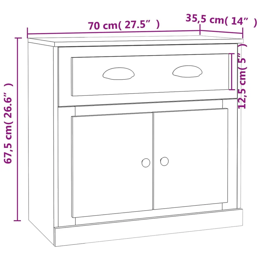 Buffet gris béton 70x35,5x67,5 cm bois d'ingénierie - 10