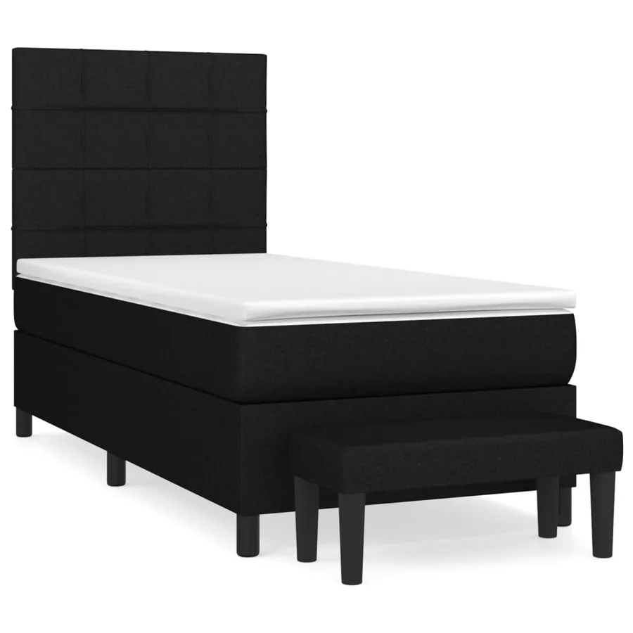 Sommier à lattes de lit et matelas Noir 80x200 cm Tissu - 2