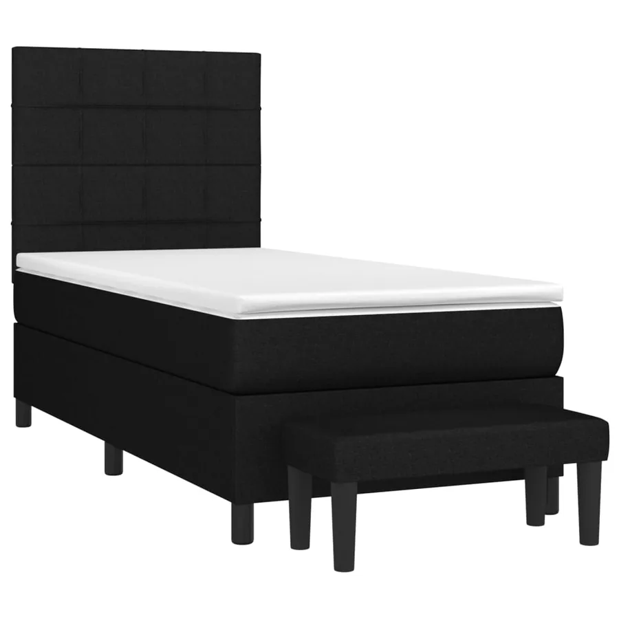 Sommier à lattes de lit et matelas Noir 80x200 cm Tissu - 3