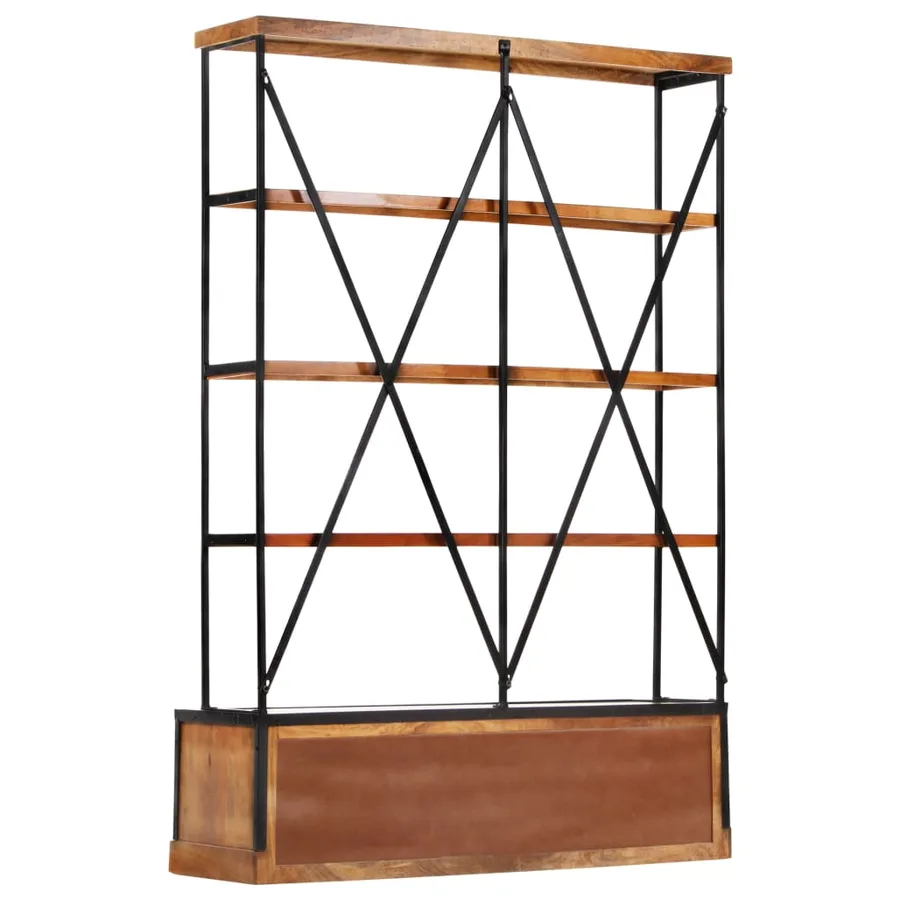 Bibliothèque à 4 étagères avec 6 tiroirs 122x36x181 cm Manguier - 3