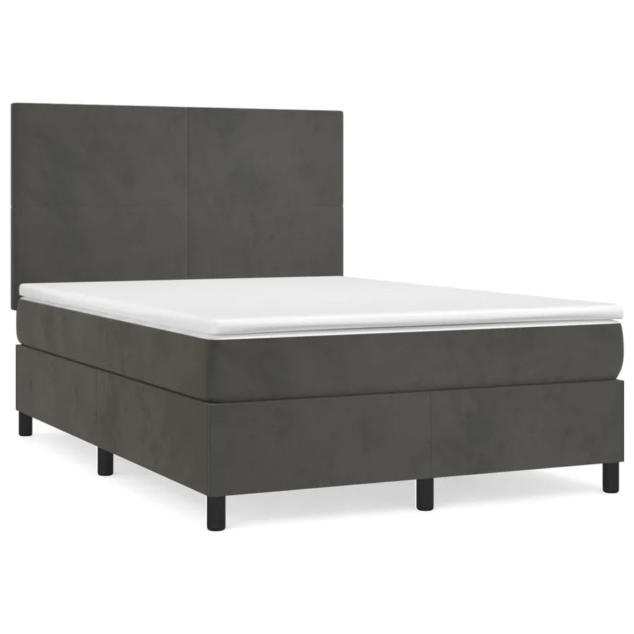 Sommier à lattes de lit et matelas Gris foncé 140x190cm Velours - 2