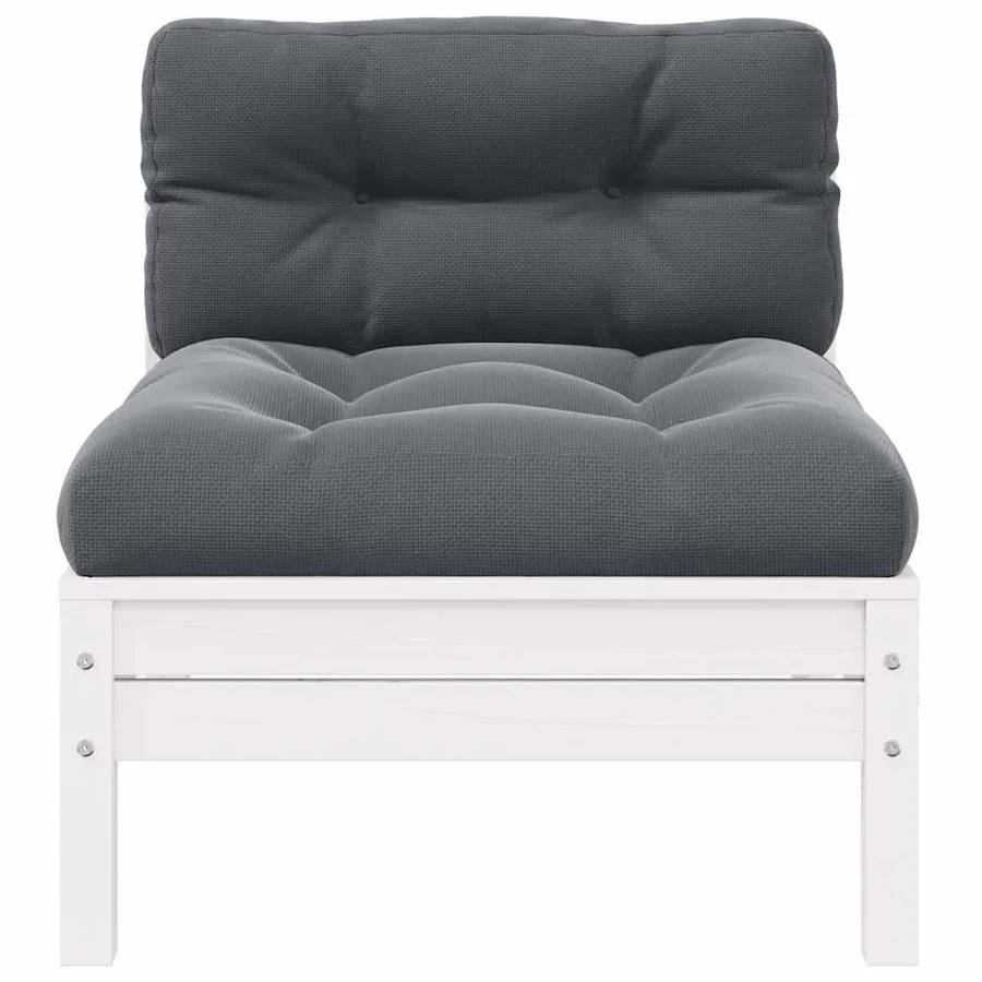 Salon de jardin 3 pcs avec coussins Blanc Bois de pin massif - 4