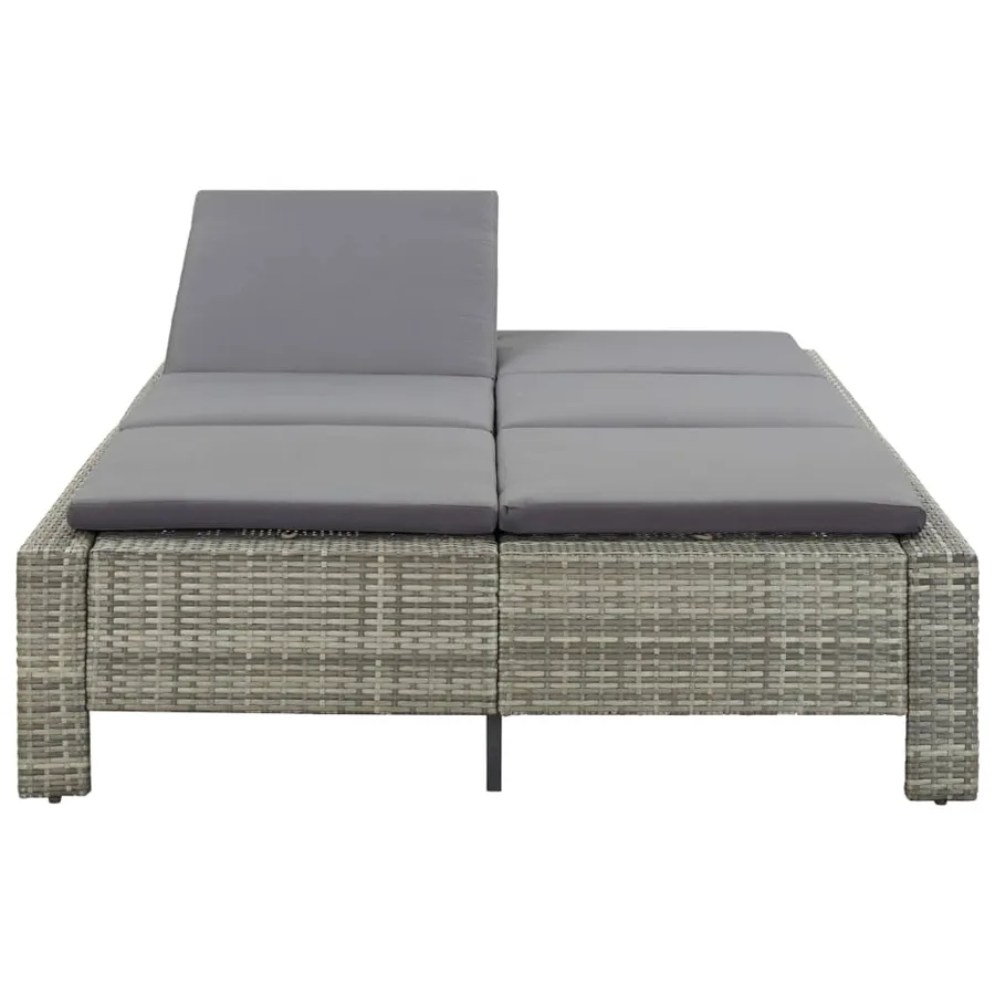 Transat à 2 places avec coussin Gris Résine tressée - 7
