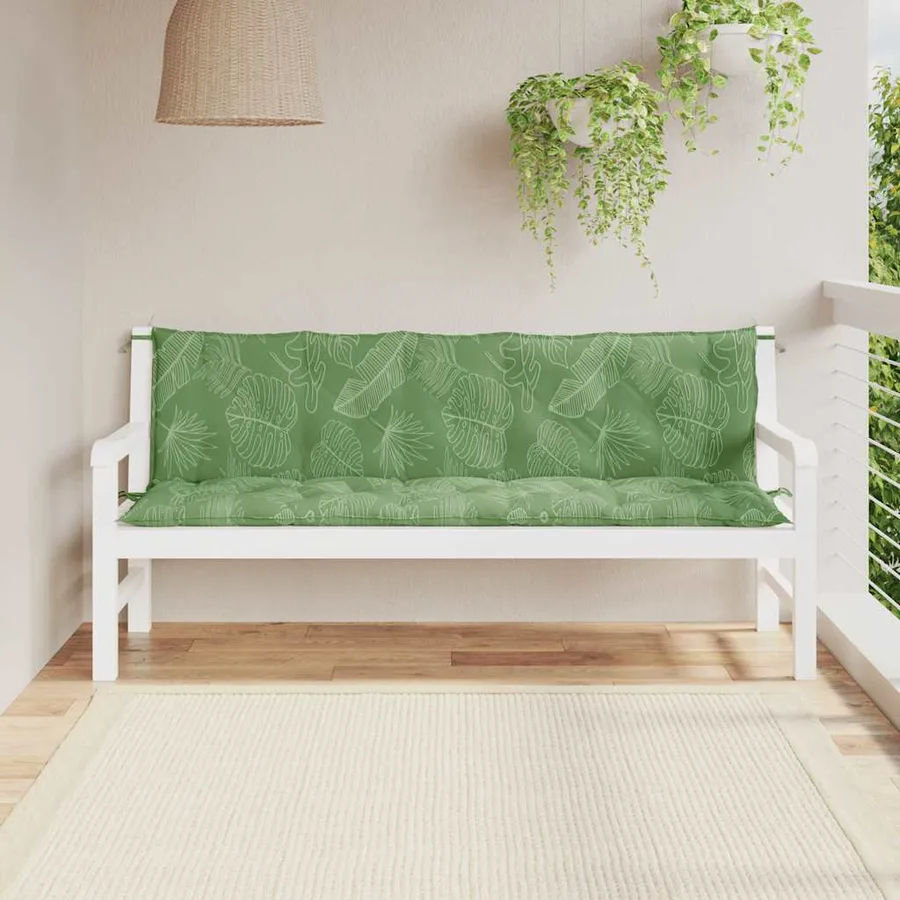 Coussins de banc jardin lot de 2 motif de feuilles tissu Oxford - 3