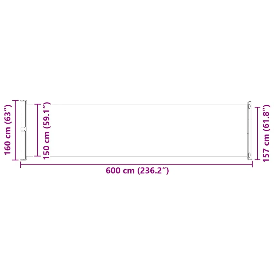 Auvent latéral rétractable de patio 600x160 cm marron - 10