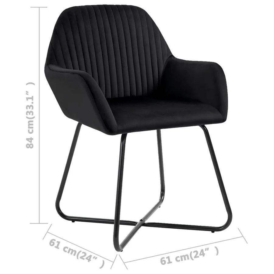 Chaises à manger lot de 4 Noir Velours - 8