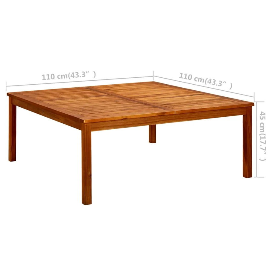 Table basse de jardin 110x110x45 cm Bois solide d'acacia - 7