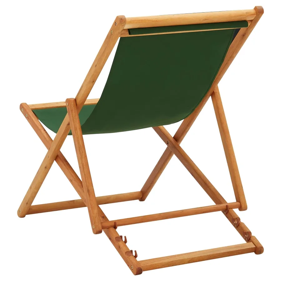 Chaise pliable de plage bois d'eucalyptus et tissu vert - 4