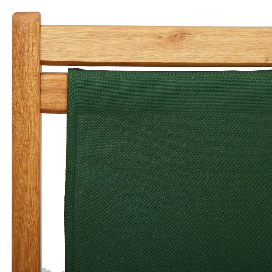 Chaise pliable de plage bois d'eucalyptus et tissu vert - 7