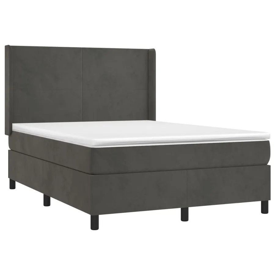 Sommier à lattes de lit et matelas Gris foncé 140x190cm Velours - 3