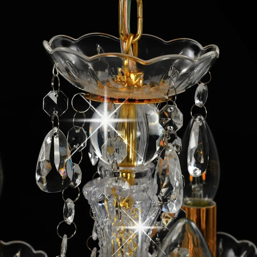 Lustre avec perles de cristal Doré Rond 5 x E14 - 7