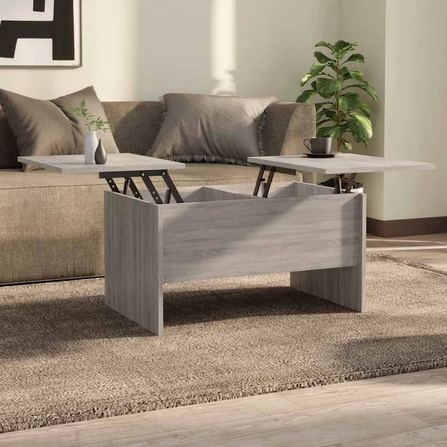 Table basse sonoma gris 80x50x42,5 cm bois d'ingénierie
