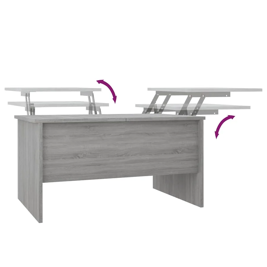 Table basse sonoma gris 80x50x42,5 cm bois d'ingénierie - 8