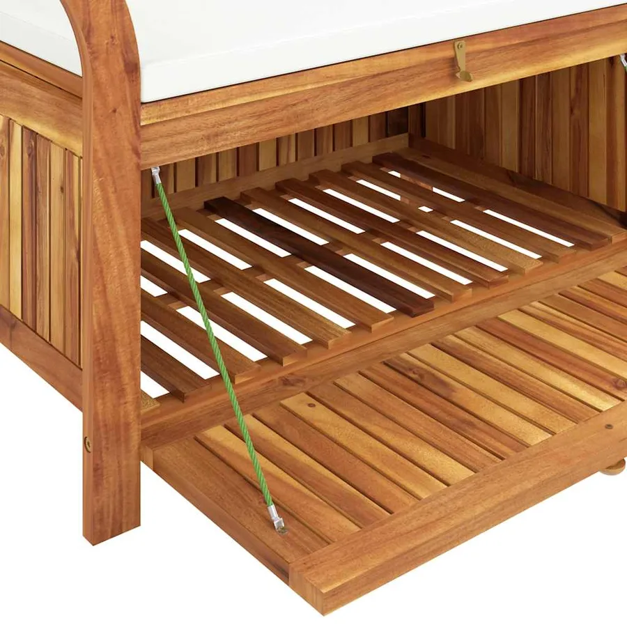 Banc de rangement de jardin avec coussin 91 cm Bois d'acacia - 12