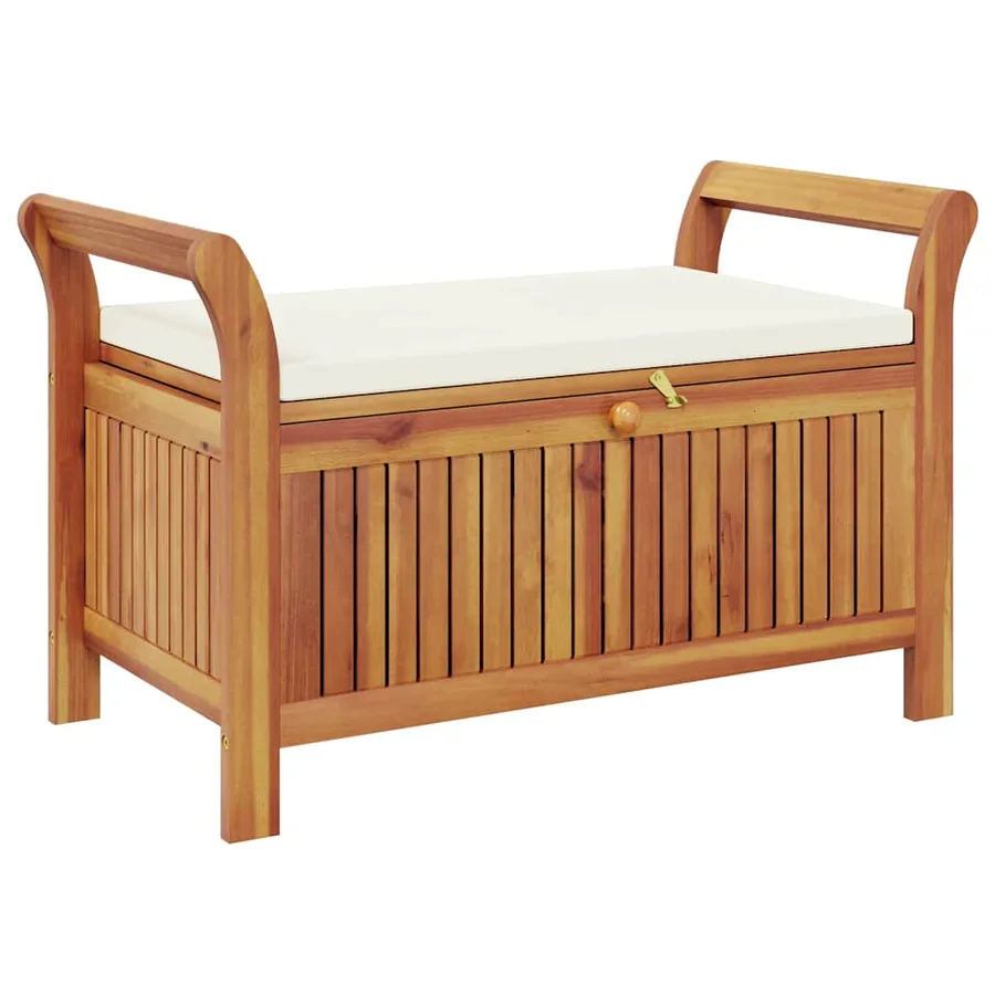 Banc de rangement de jardin avec coussin 91 cm Bois d'acacia - 2