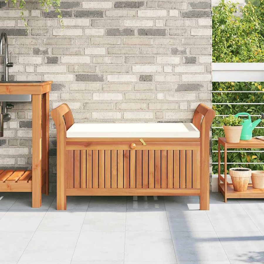 Banc de rangement de jardin avec coussin 91 cm Bois d'acacia - 3