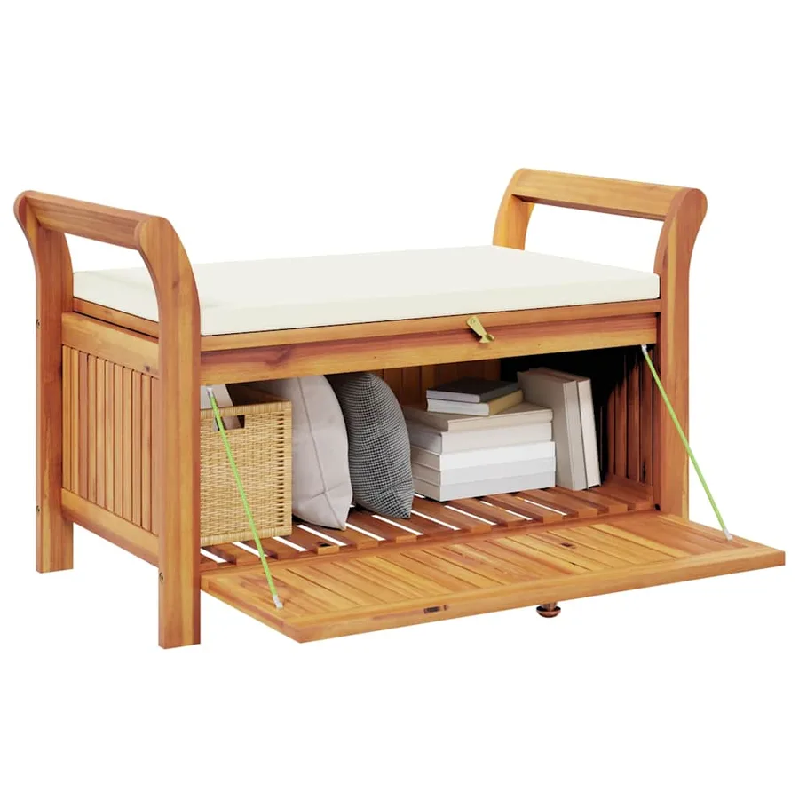 Banc de rangement de jardin avec coussin 91 cm Bois d'acacia - 4