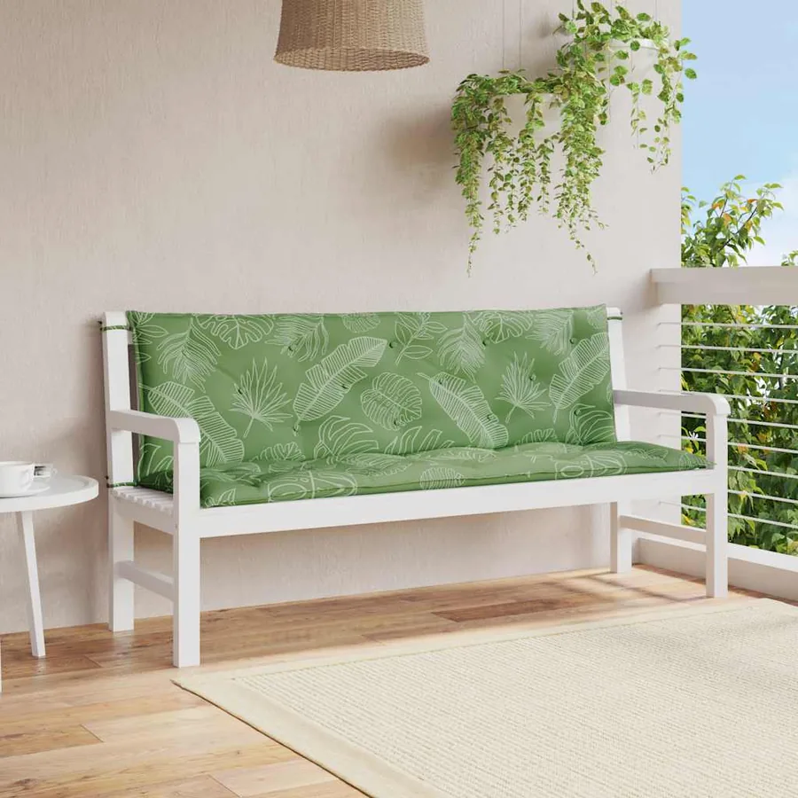 Coussins de banc de jardin lot de 2 motif de feuilles tissu