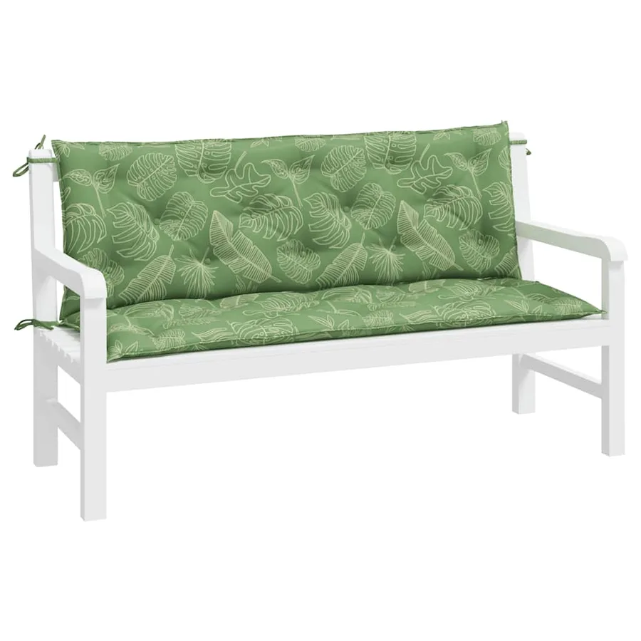 Coussins de banc de jardin lot de 2 motif de feuilles tissu - 4