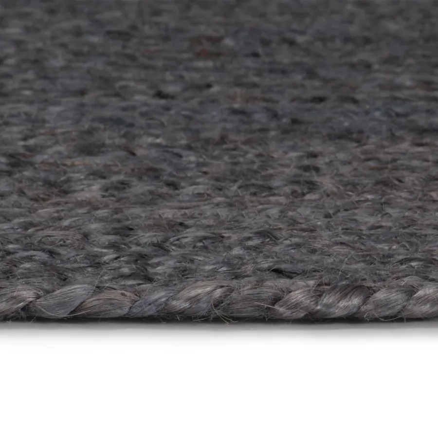 Tapis fait à la main Jute Rond 210 cm Gris foncé - 3