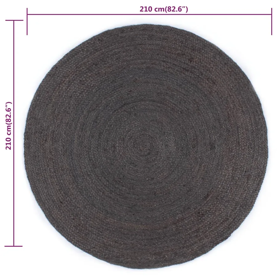 Tapis fait à la main Jute Rond 210 cm Gris foncé - 6