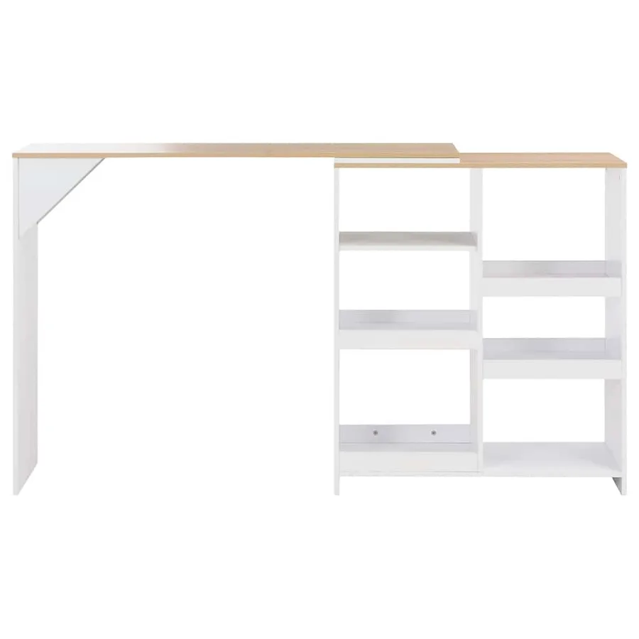Table de bar avec tablette amovible Blanc 138x39x110 cm - 2