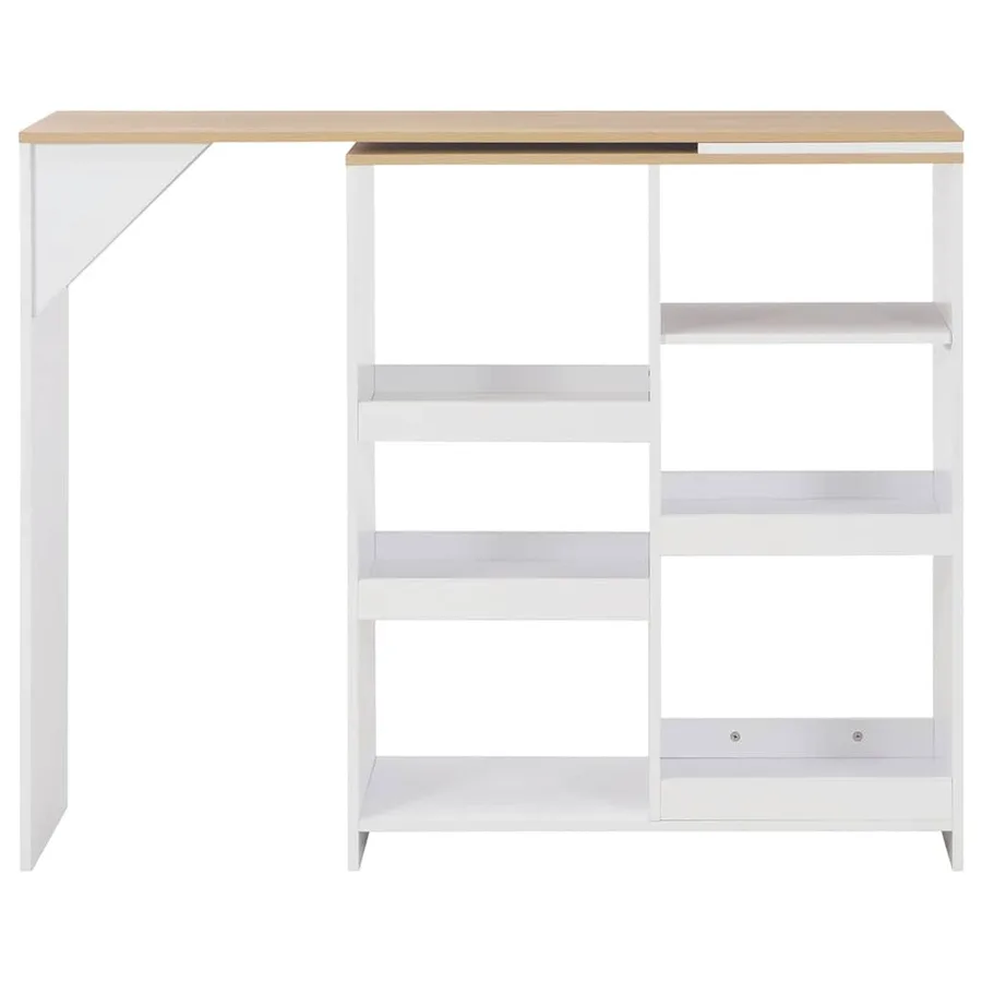 Table de bar avec tablette amovible Blanc 138x39x110 cm - 3
