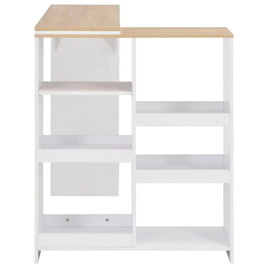 Table de bar avec tablette amovible Blanc 138x39x110 cm - 4